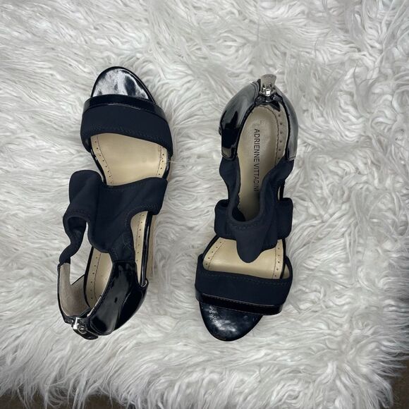 Adrienne Vittadini- Chelle Black Open-Toed Wedges - Picture 2 of 5